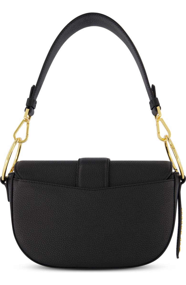 Mac Duggal Gold Plated Hardware Grain Leather Saddle Bag, Alternate, color, Black