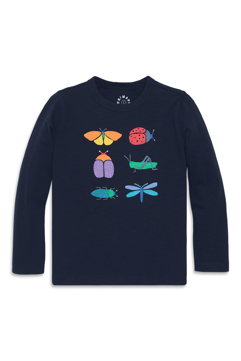Kids Long Sleeve Critter Tee in Navy Critter, Main, color, Navy Critter