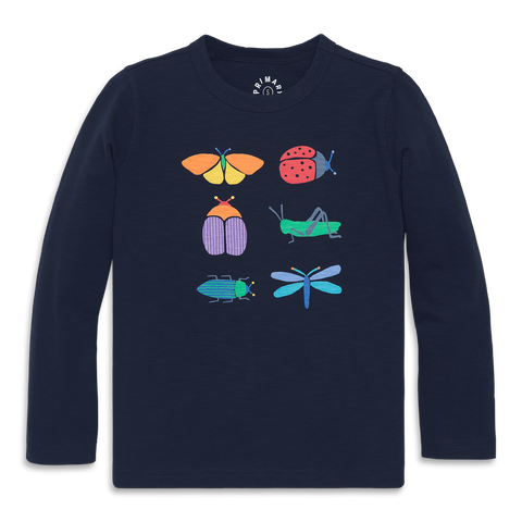Kids Long Sleeve Critter Tee in Navy Critter