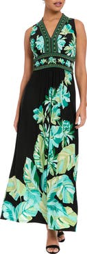 London Times V-Neck Maxi Dress