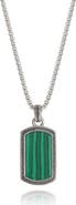 Lucky Brand Mens Stainless Steel Necklace with Malachite Green Pendant