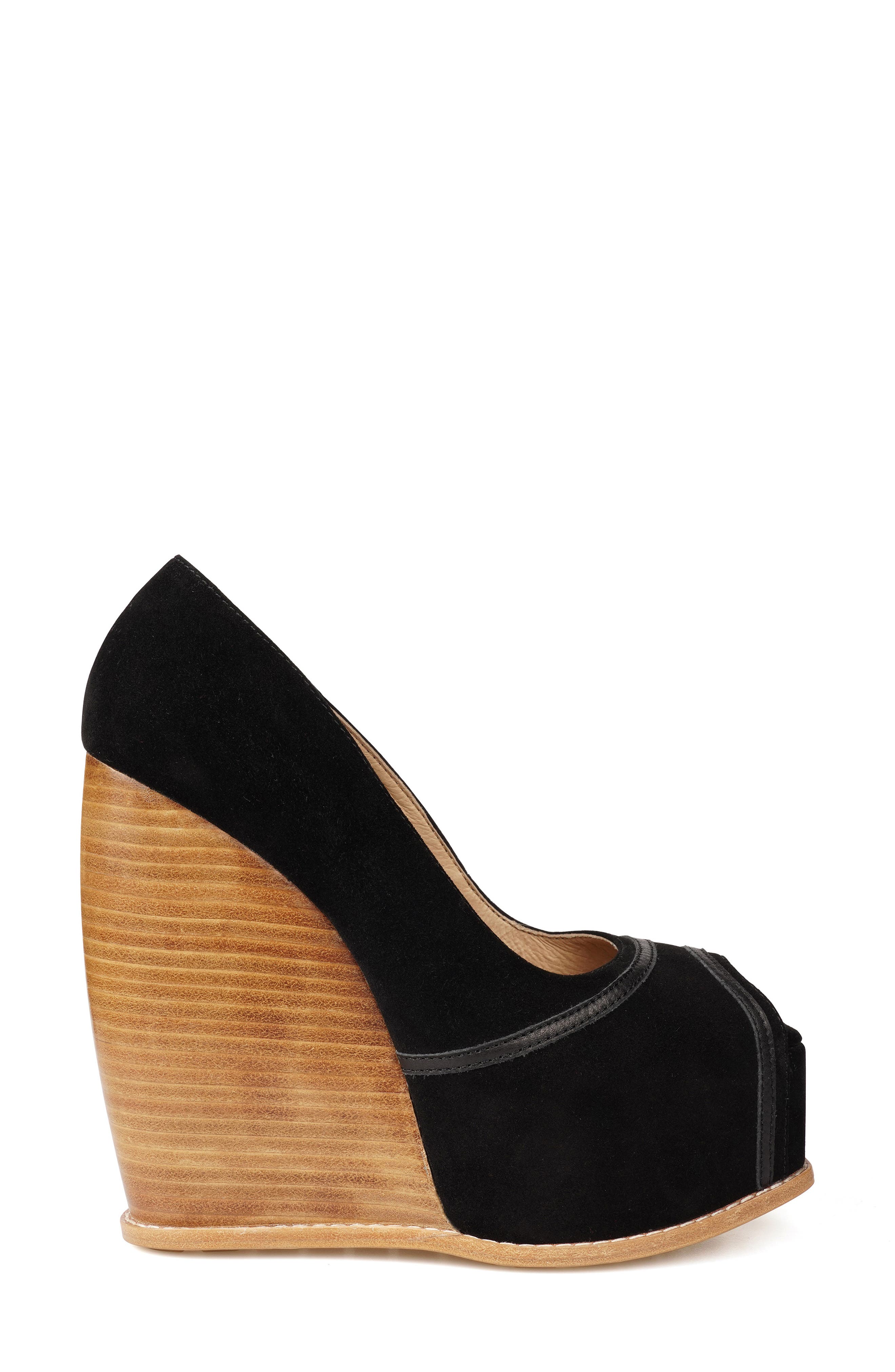ZIGI Domenika Peep Toe Platform Wedge Sandal, Alternate, color, Blk Suede