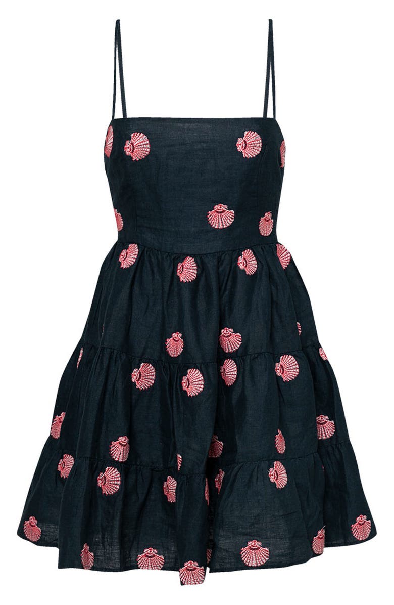 Maaji Sea Shells Emily Embroidered Linen Cover-Up Dress, Alternate, color, 