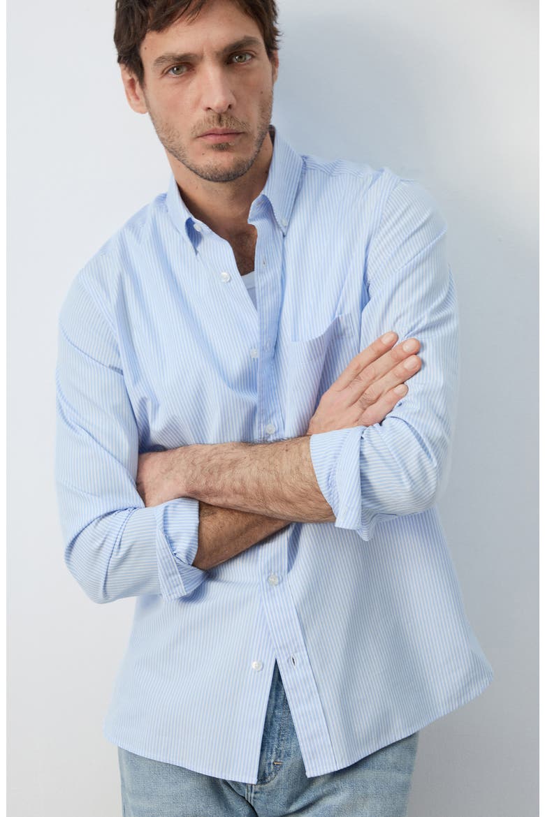 Regular Fit Stripe Button-Up Shirt, Alternate, color, SKY BLUE