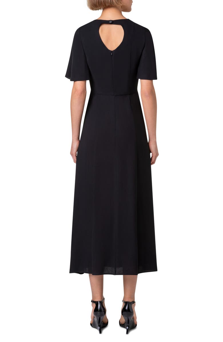 Akris punto Flutter Sleeve Moss Crepe Midi Dress, Alternate, color, Black