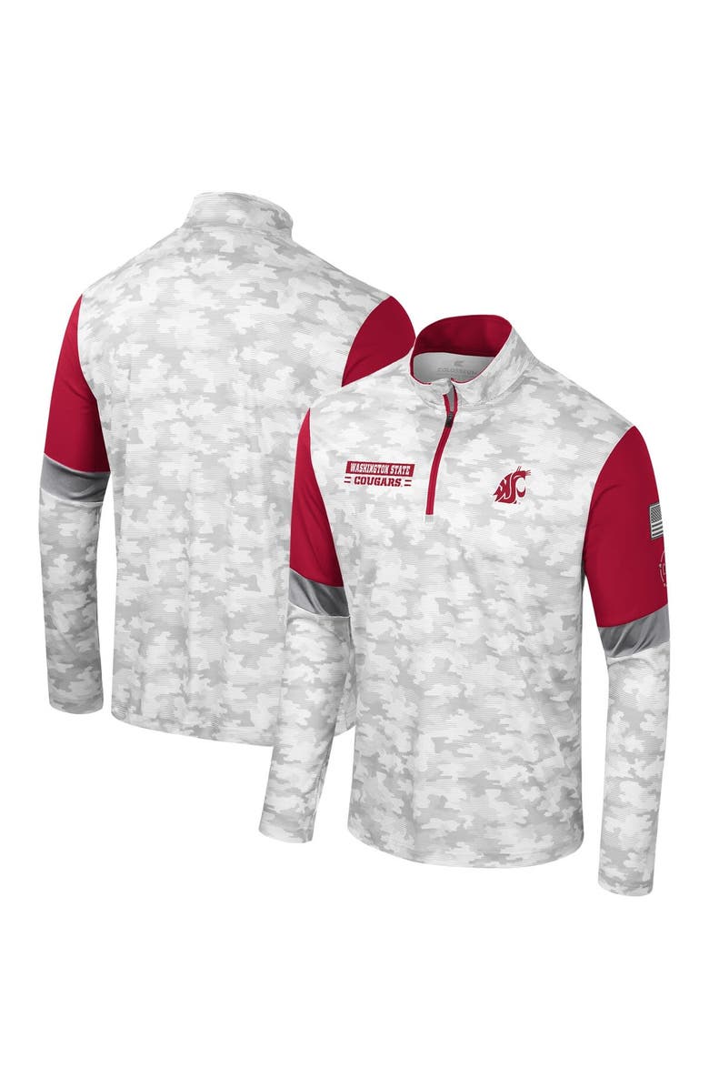 COLOSSEUM Men's Colosseum  Camo Washington State Cougars OHT Military Appreciation Tomahawk Quarter-Zip Windshirt, Main, color, 