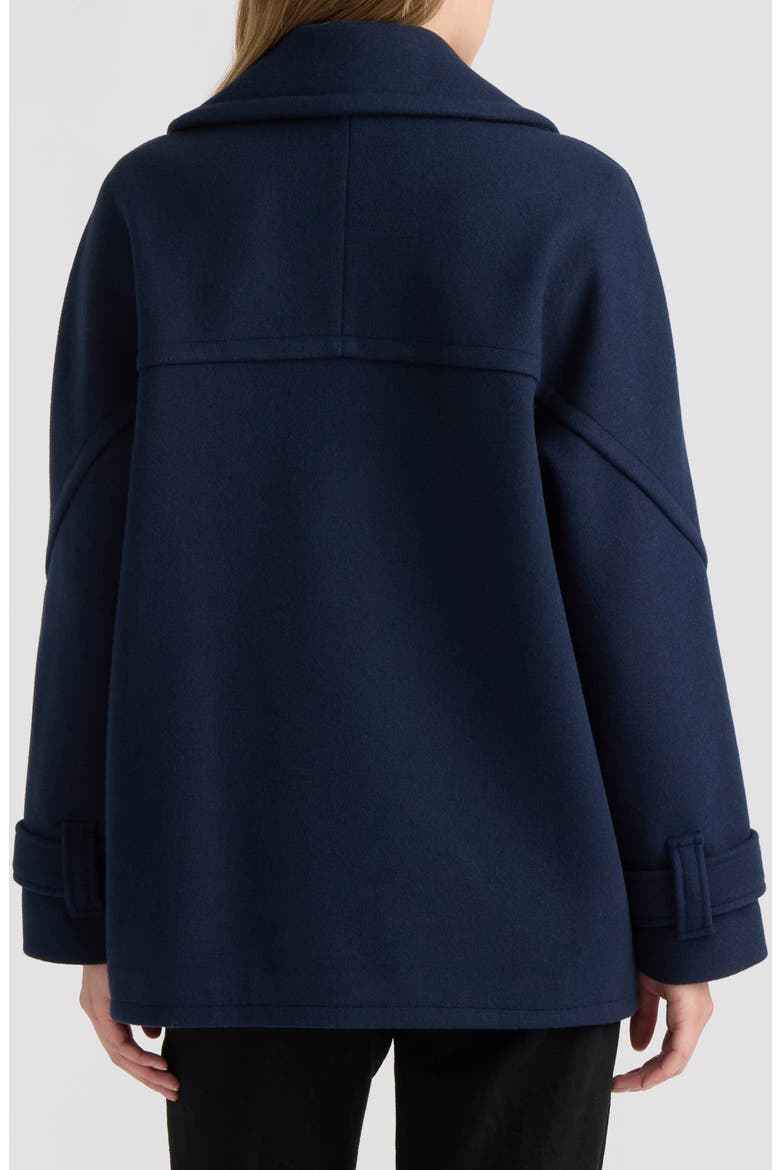 Faux Wool Double Breasted Short Coat, Alternate, color, NAVY BLAZER