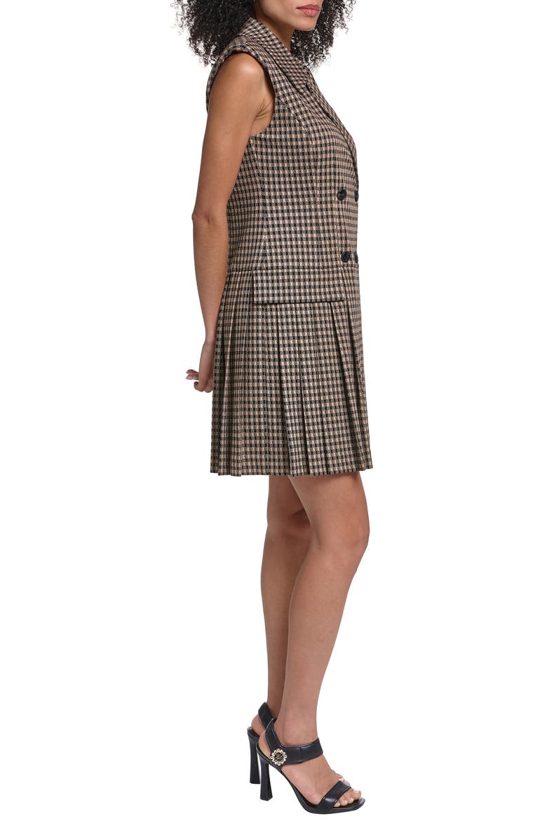 Metallic Pleated Sleeveless Dress, Alternate, color, BROWN BLACK MULTI
