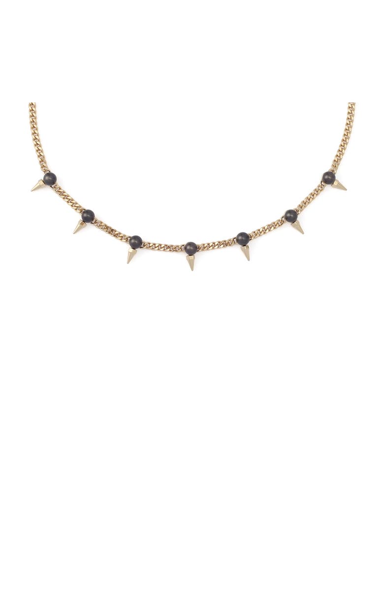 AllSaints Spike Faux Pearl Frontal Necklace, Alternate, color, Gold/ Grey Pearl
