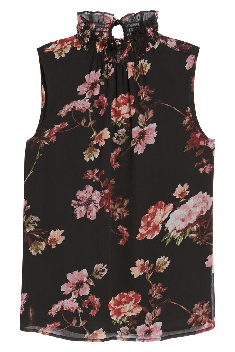 Garden Fleur Ruffle Neck Blouse, Alternate, color, RICH BLACK