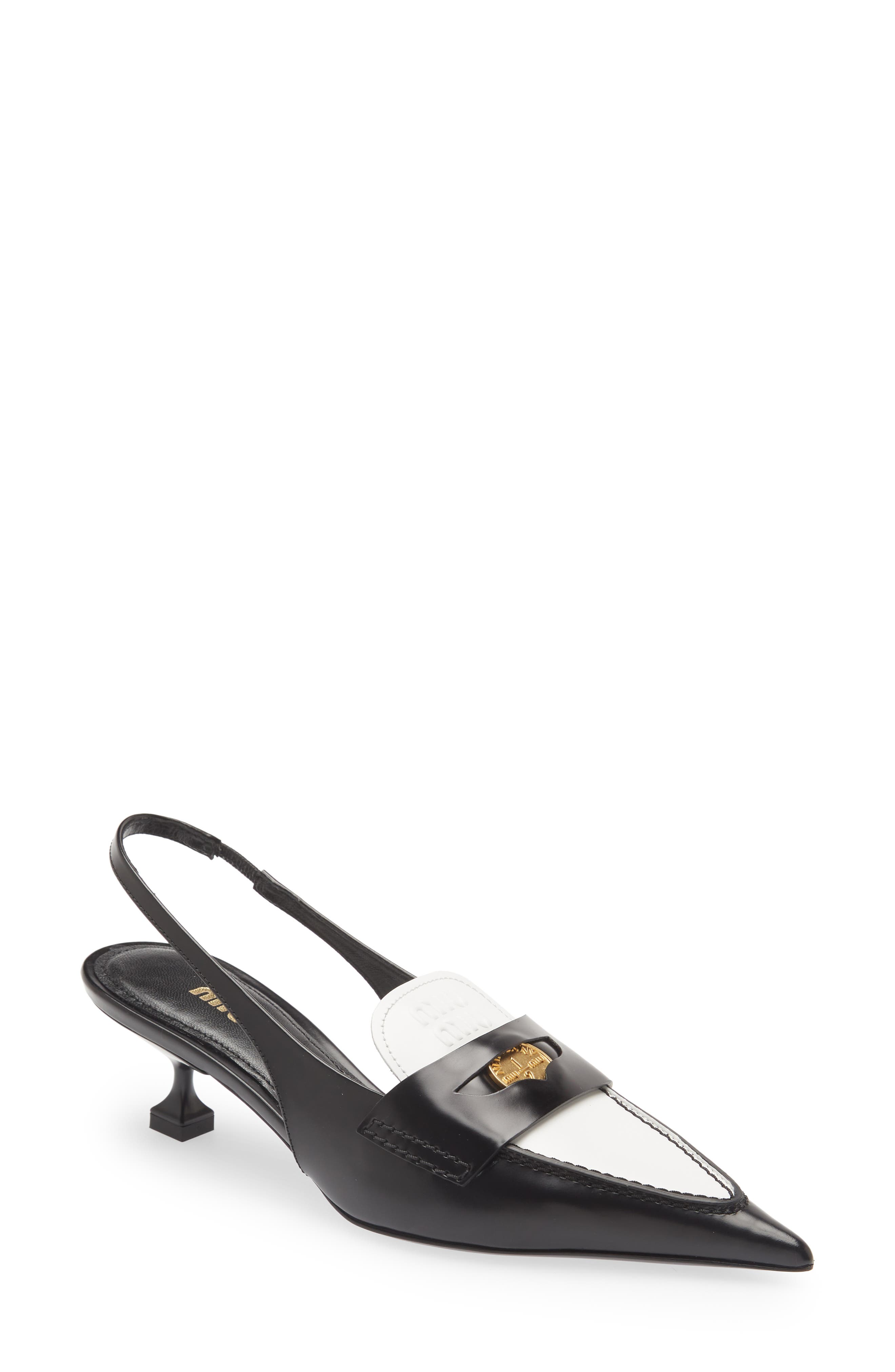 Miu Miu Kitten Heel Slingback Loafer, Main, color, 