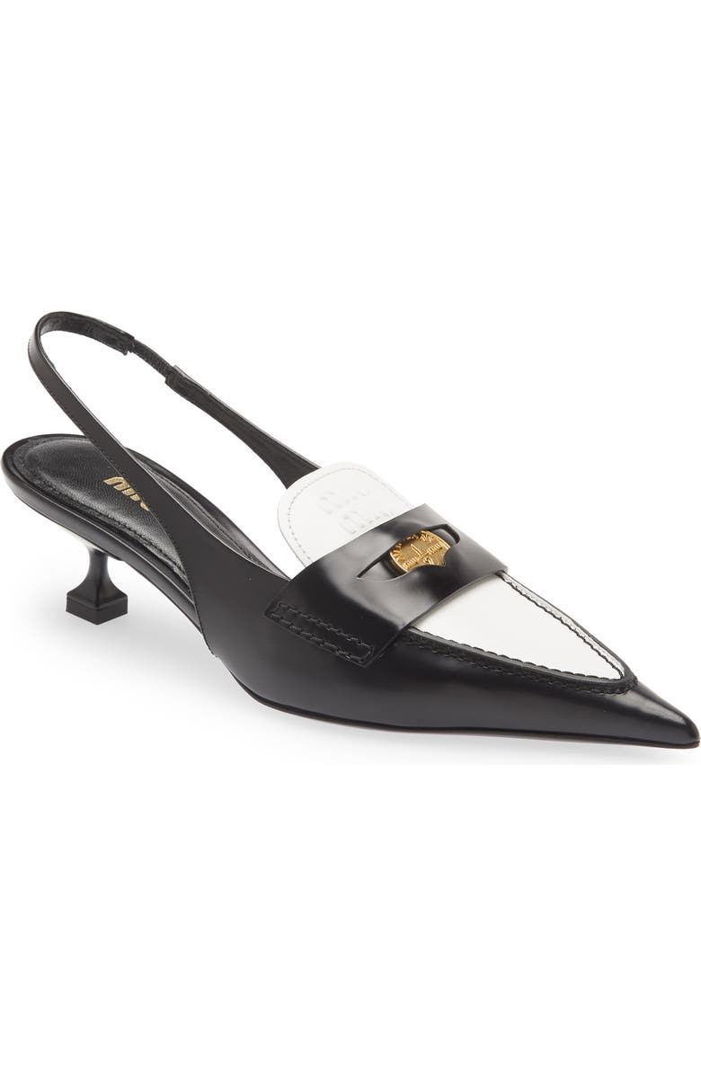 Miu Miu Kitten Heel Slingback Loafer, Main, color,