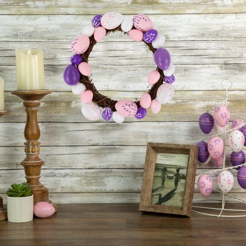 Shop Northlight 10" Pastel Pink, Purple And White Easter Egg Spring Wreath