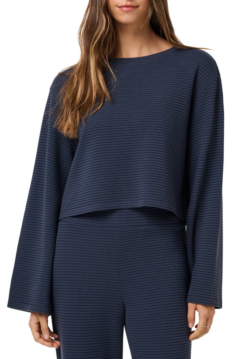 Coastal Rib Boat Neck Top, Main, color, NAVY BLAZER