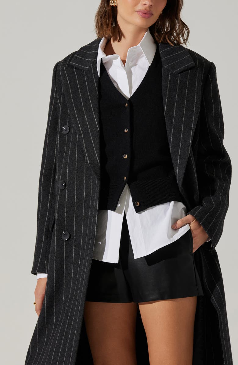 ASTR the Label Morana Pinstripe Double Breasted Coat, Alternate, color, 
