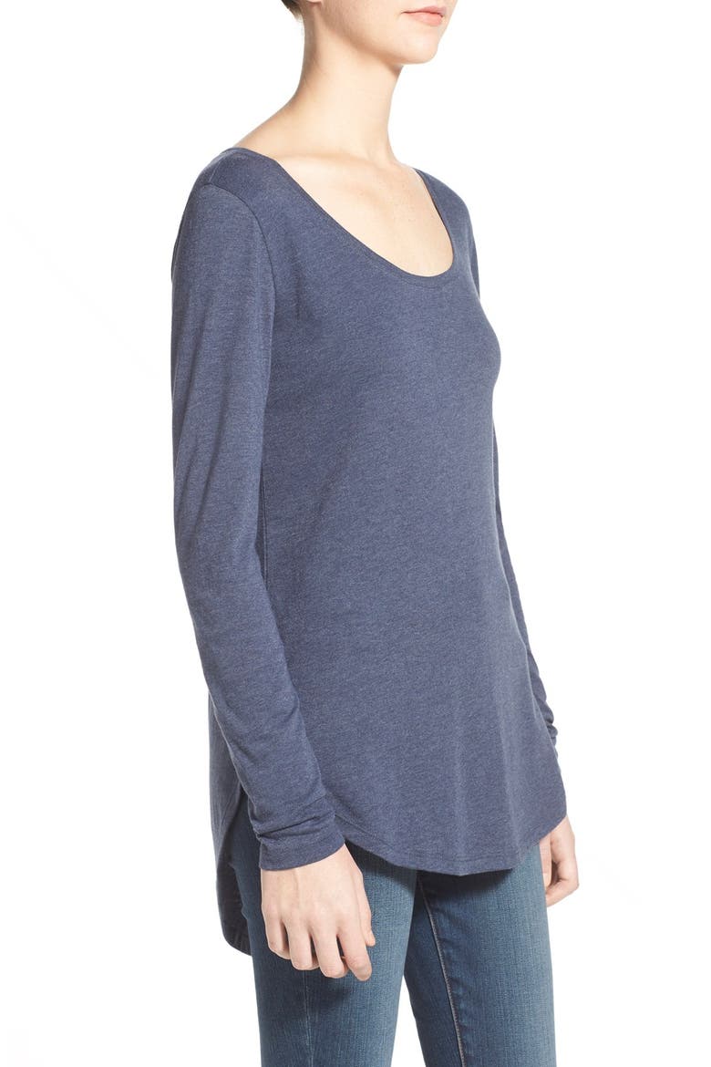 Scoop Neck Long Sleeve Tee, Alternate, color, NAVY INDIGO