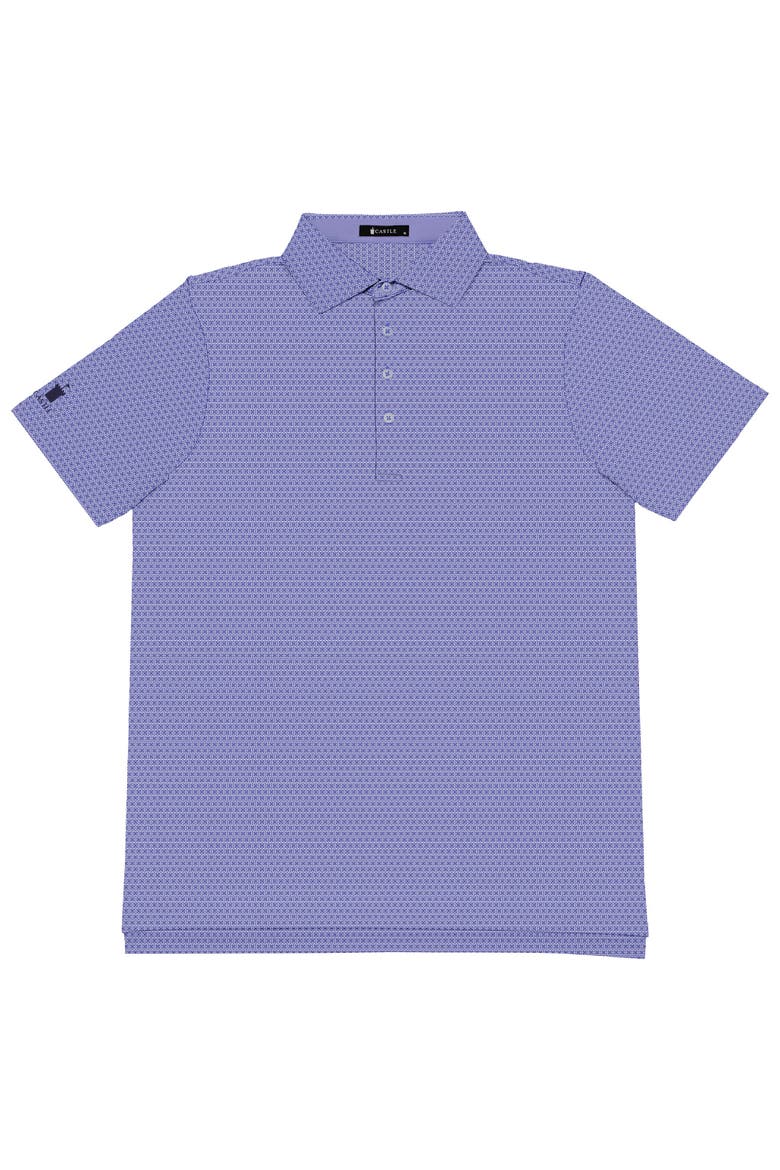 Geometric Print Performance Polo Shirt, Main, color, Purple
