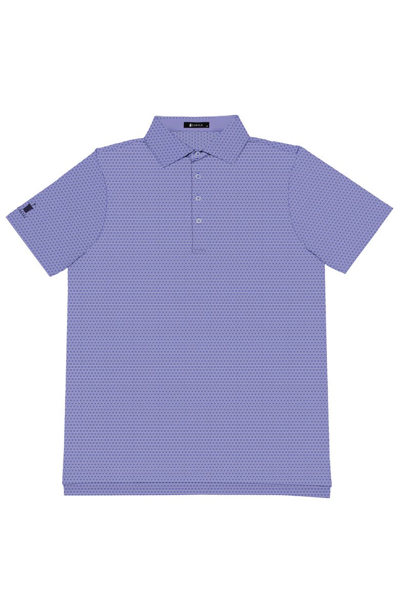 Castle Golf Geometric Print Performance Polo Shirt, Main, color, Purple