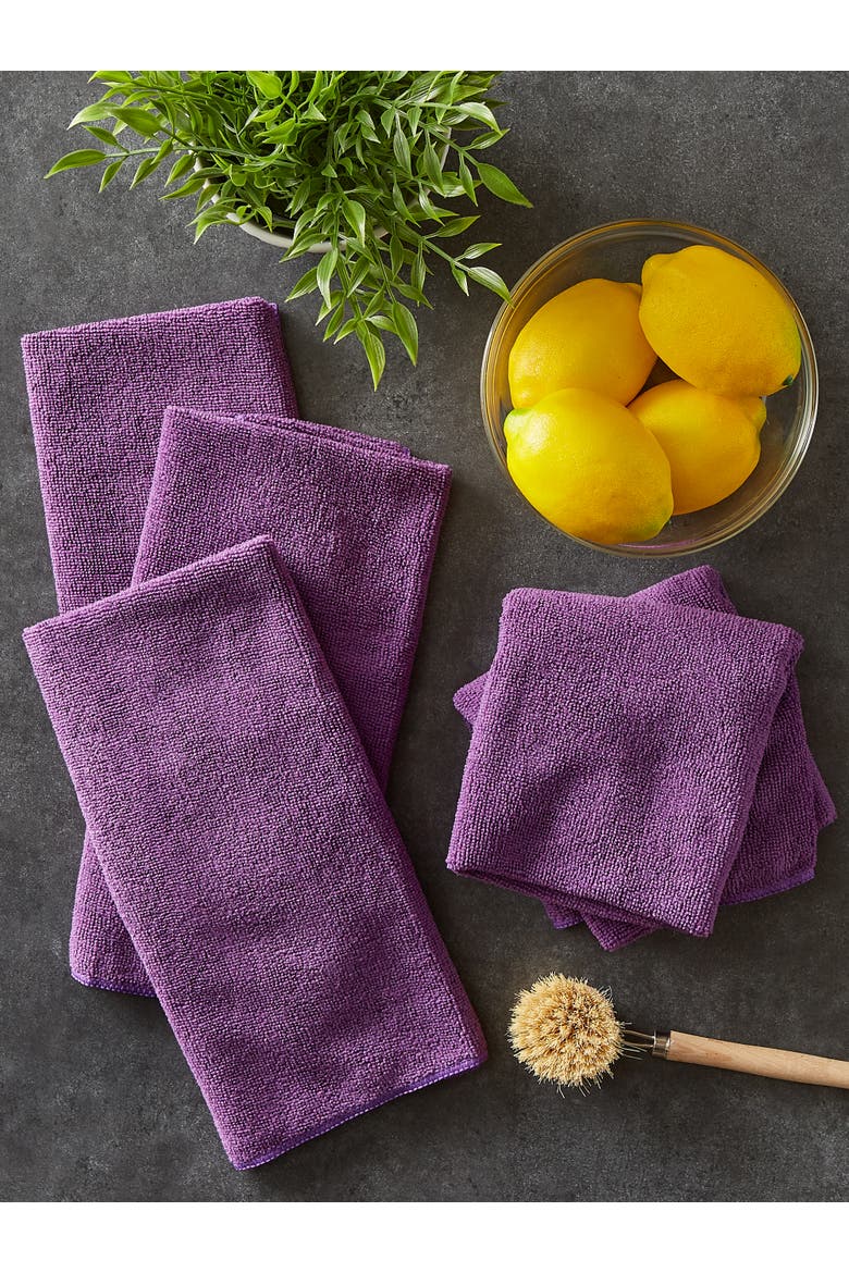 Eggplant Essential Dishtowel Set/6, Alternate, color, Eggplant