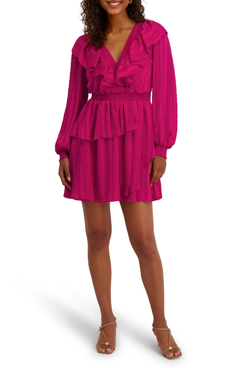 Kensie Ruffle Trim Long Sleeve Minidress, Main, color,
