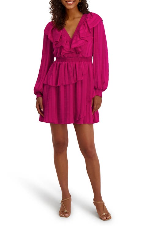 Ruffle Trim Long Sleeve Minidress