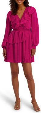 Kensie Ruffle Trim Long Sleeve Minidress