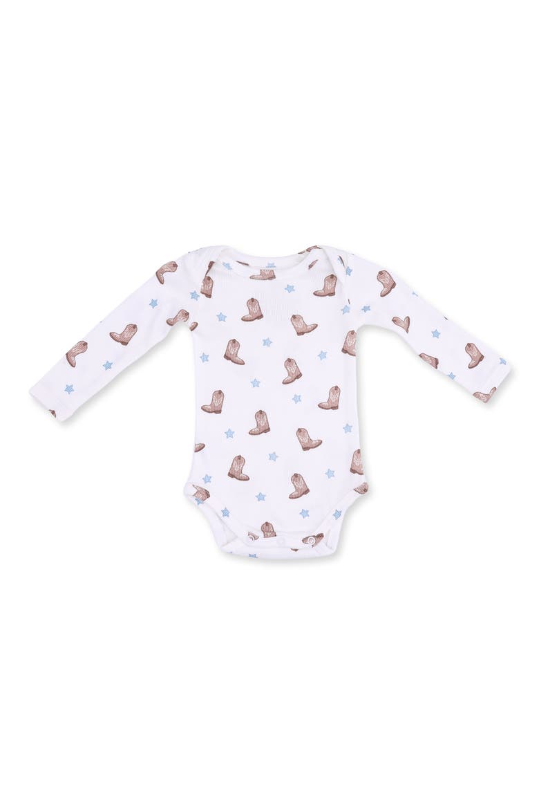 Mini Cowboy Boots Long Sleeve Bodysuit, Main, color, OFF WHITE