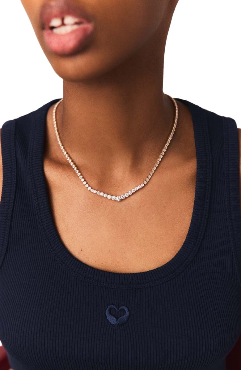 maje Cascade diamanté necklace, Alternate, color, Gold