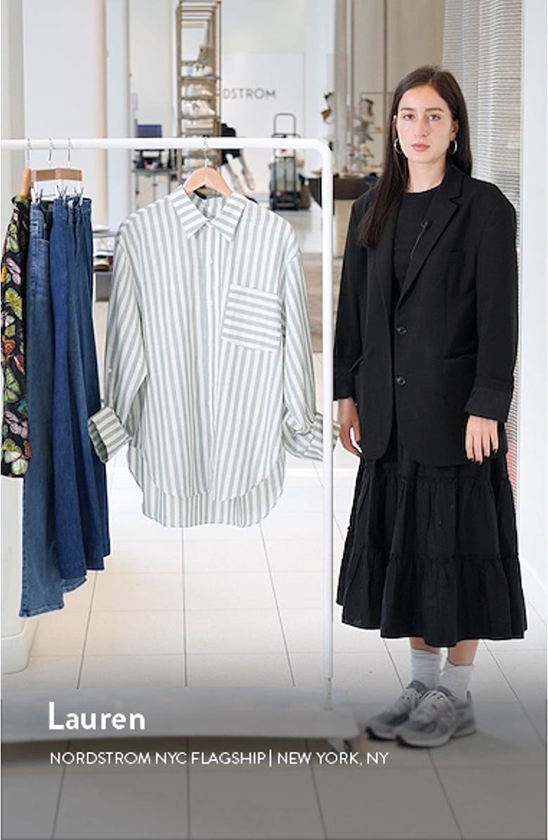 Tammi Oversize Stripe Boyfriend Button-Up Shirt, sales video thumbnail
