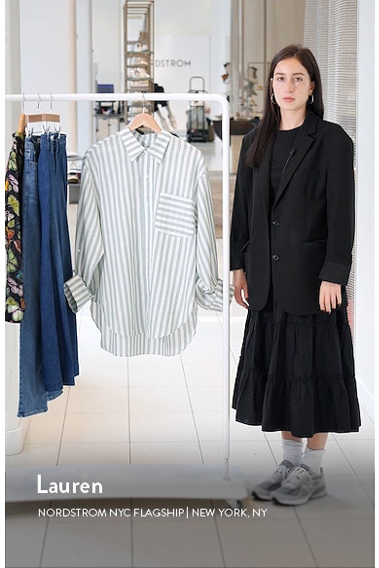 Tammi Oversize Stripe Boyfriend Button-Up Shirt video