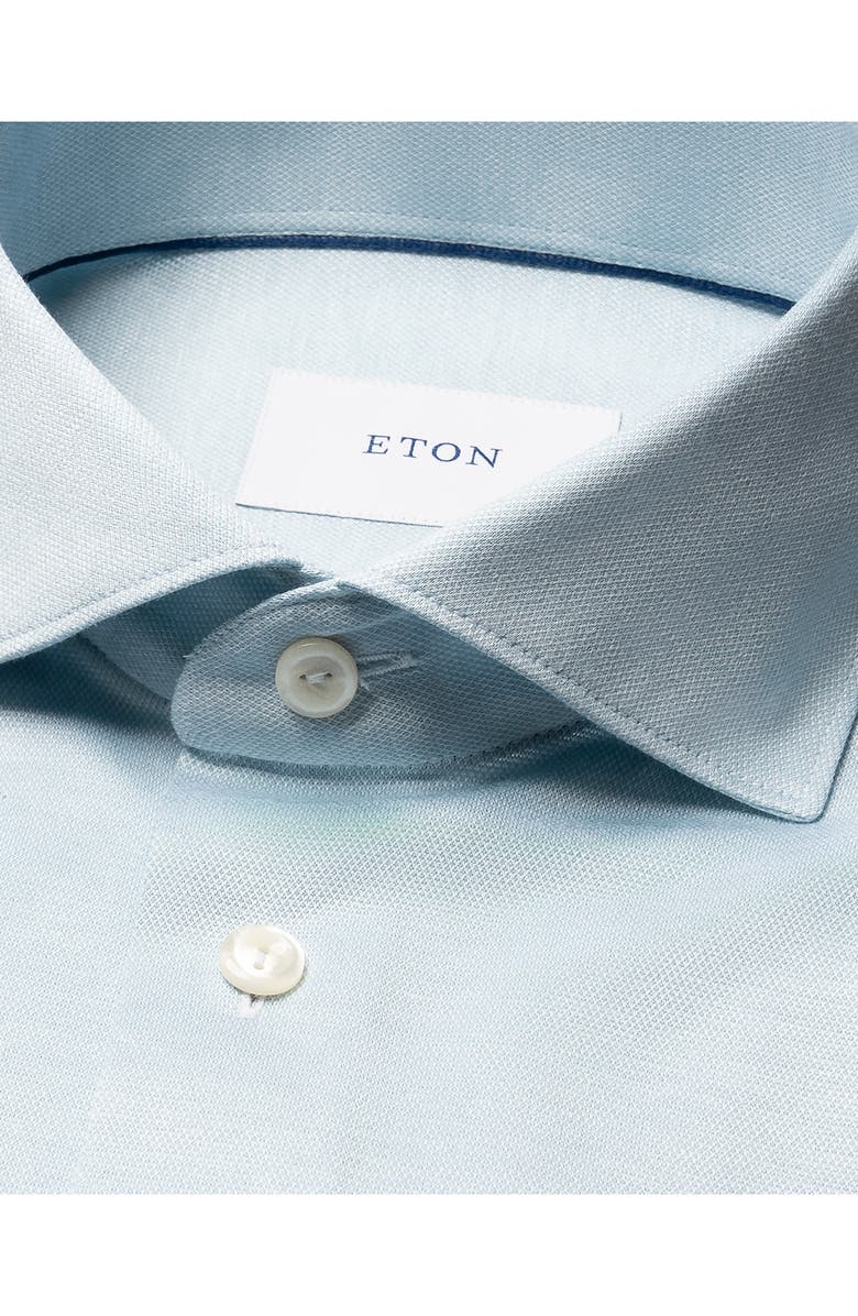 Eton Contemporary Fit Filo di Scozia Jersey Dress Shirt, Alternate, color, Light Green