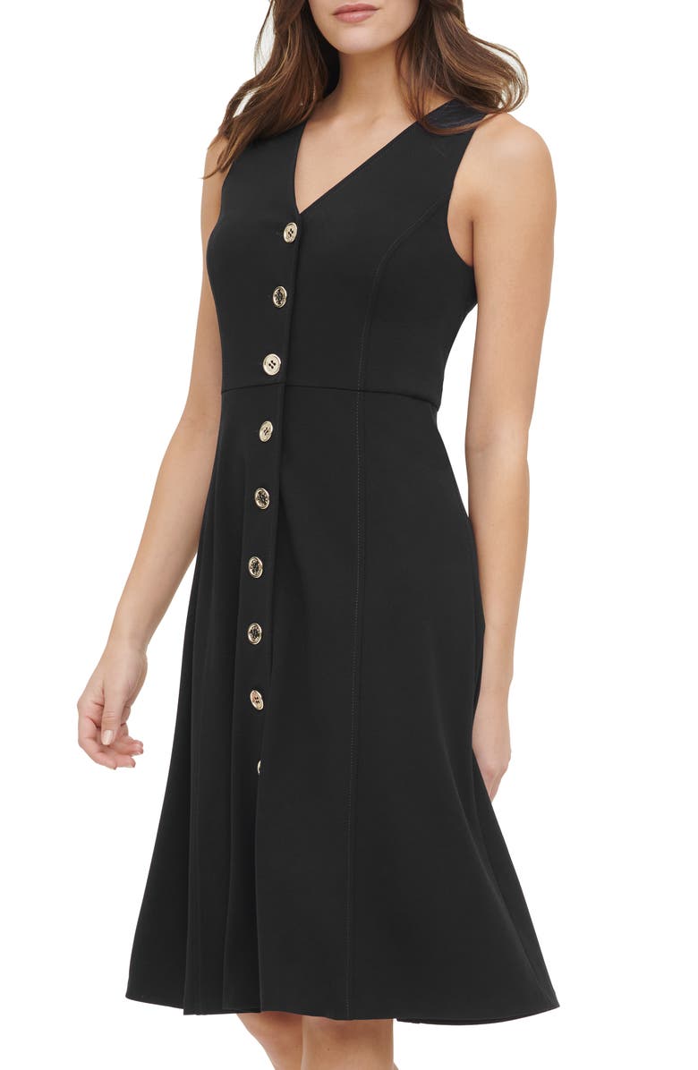 Tommy Hilfiger Sleeveless Scuba Crepe Button Front Dress, Alternate, color,