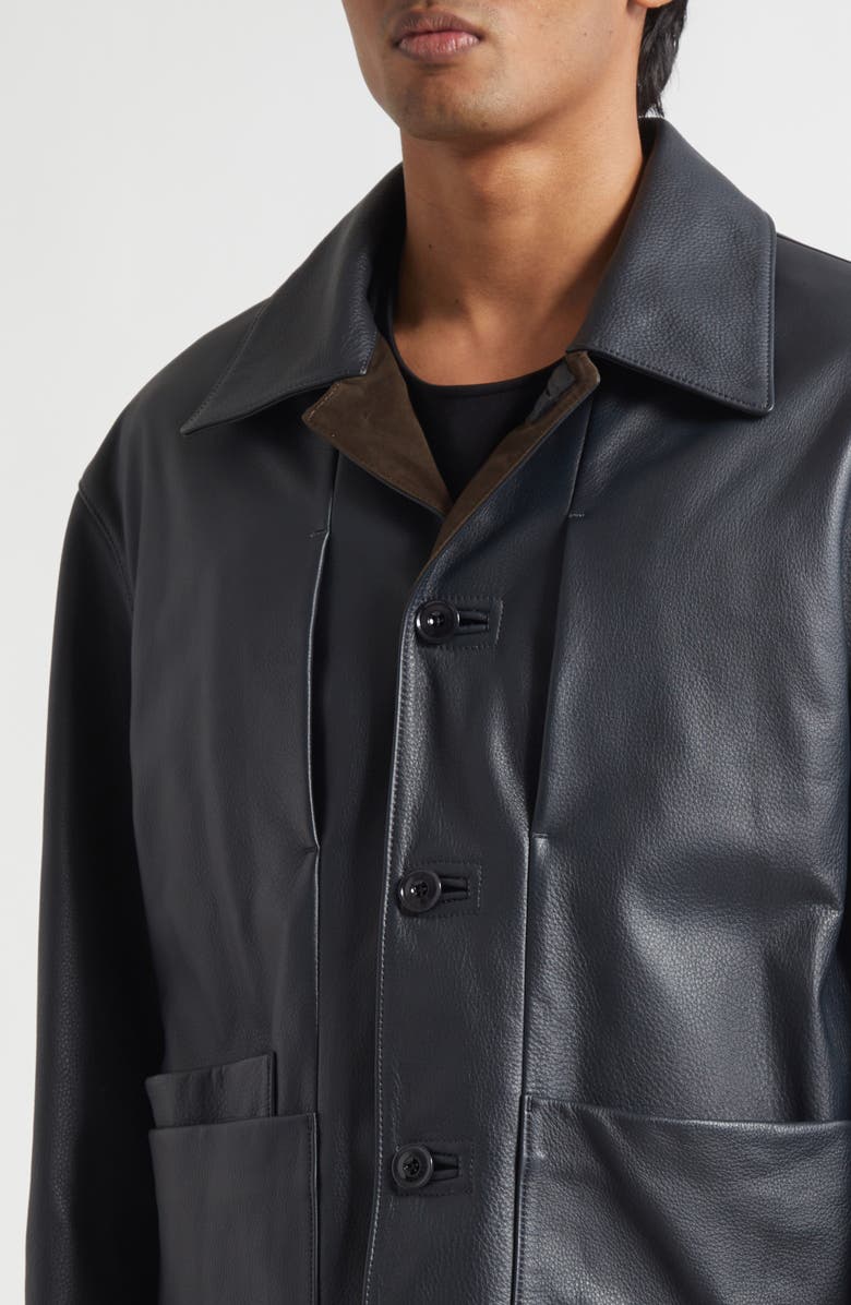 Lemaire Leather Workwear Jacket, Alternate, color, Asphalt