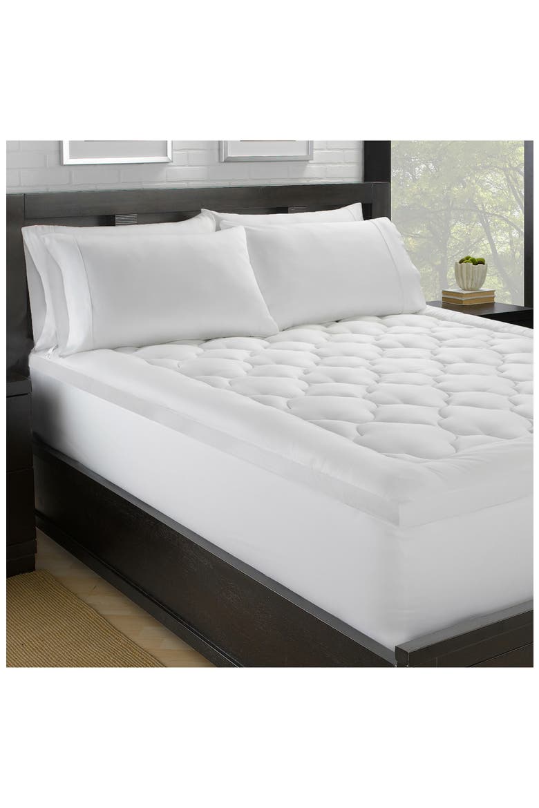 2" Loft 100% Cotton Plush Gel Fiber Filled Queen Mattress Topper - 60"x80", Alternate, color, WHITE