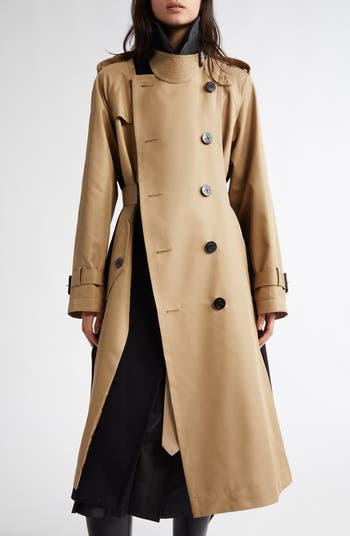 Sacai Mixed Media Gabardine & Wool Melton Coat | Nordstrom Sacai Mixed Media Gabardine & Wool Melton Coat | Nordstrom