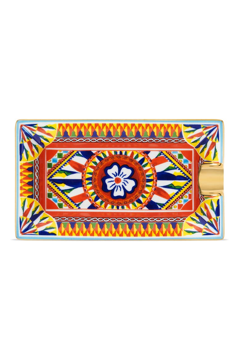 Carretto Porcelain Rectangular Ashtray, Alternate, color, RED MULTI