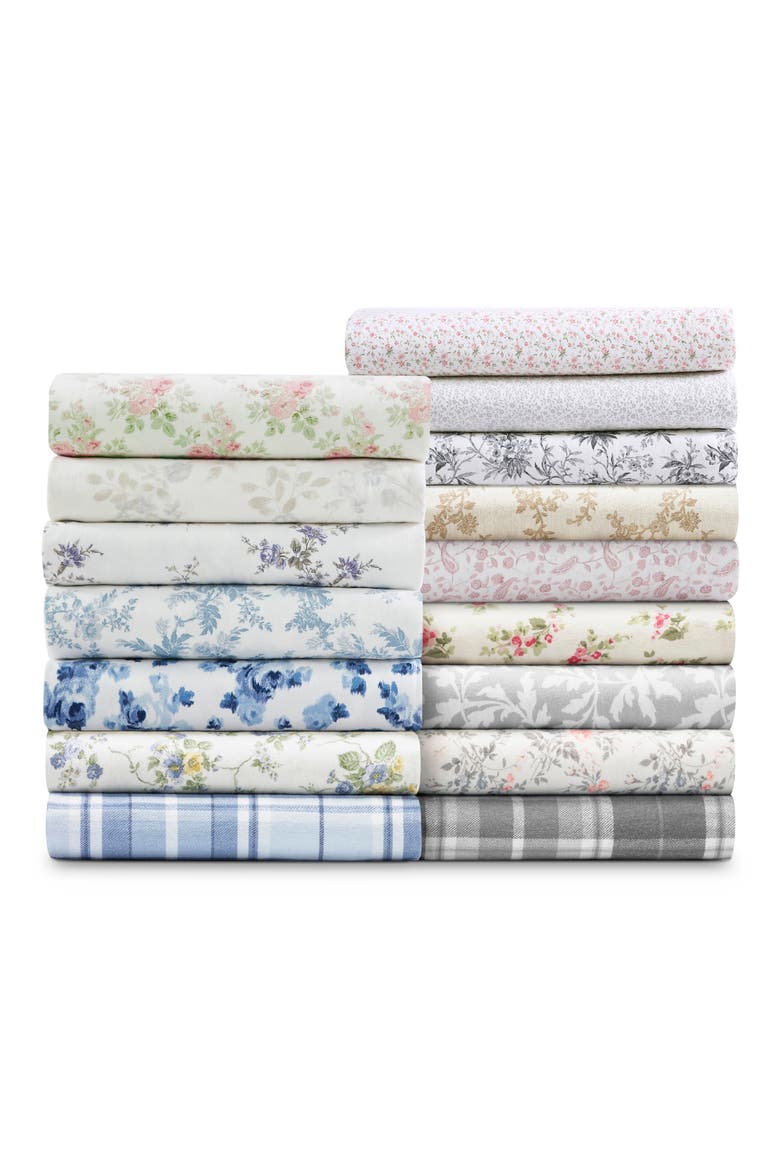 Chelsea Vine Cotton Flannel Sheet Set, Alternate, color, LIGHT PASTEL GREY