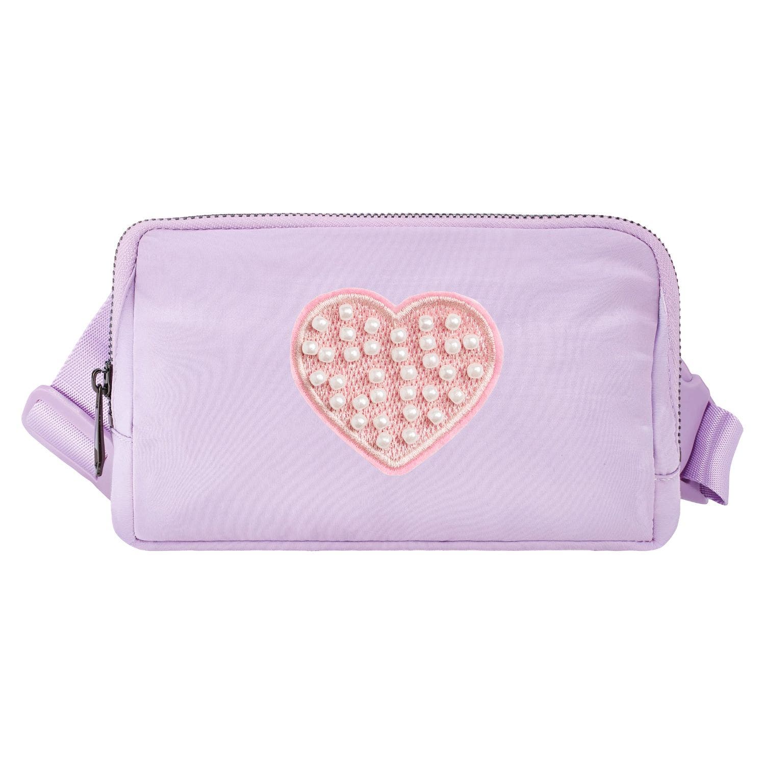 Sweet Wink Pearl Heart Patch Belt Bag, Main, color, Lavender