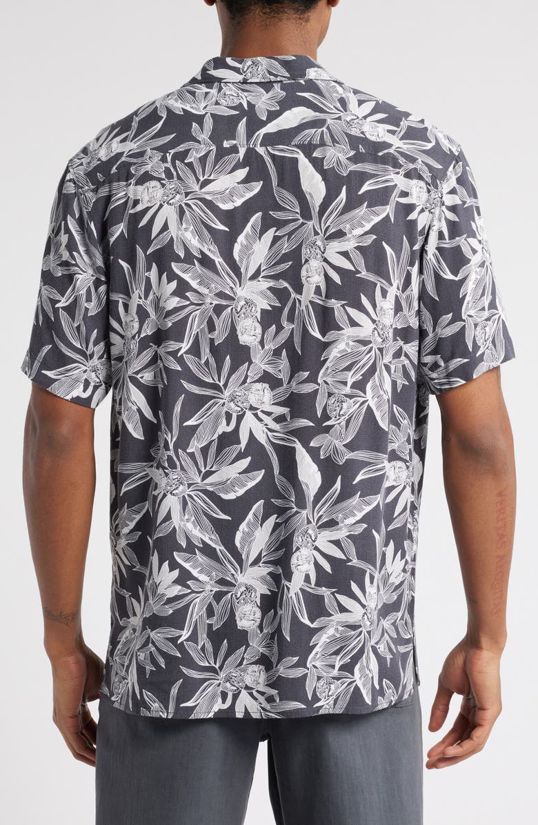 Open Edit Floral Camp Shirt, Alternate, color, Grey Fresh Botanical