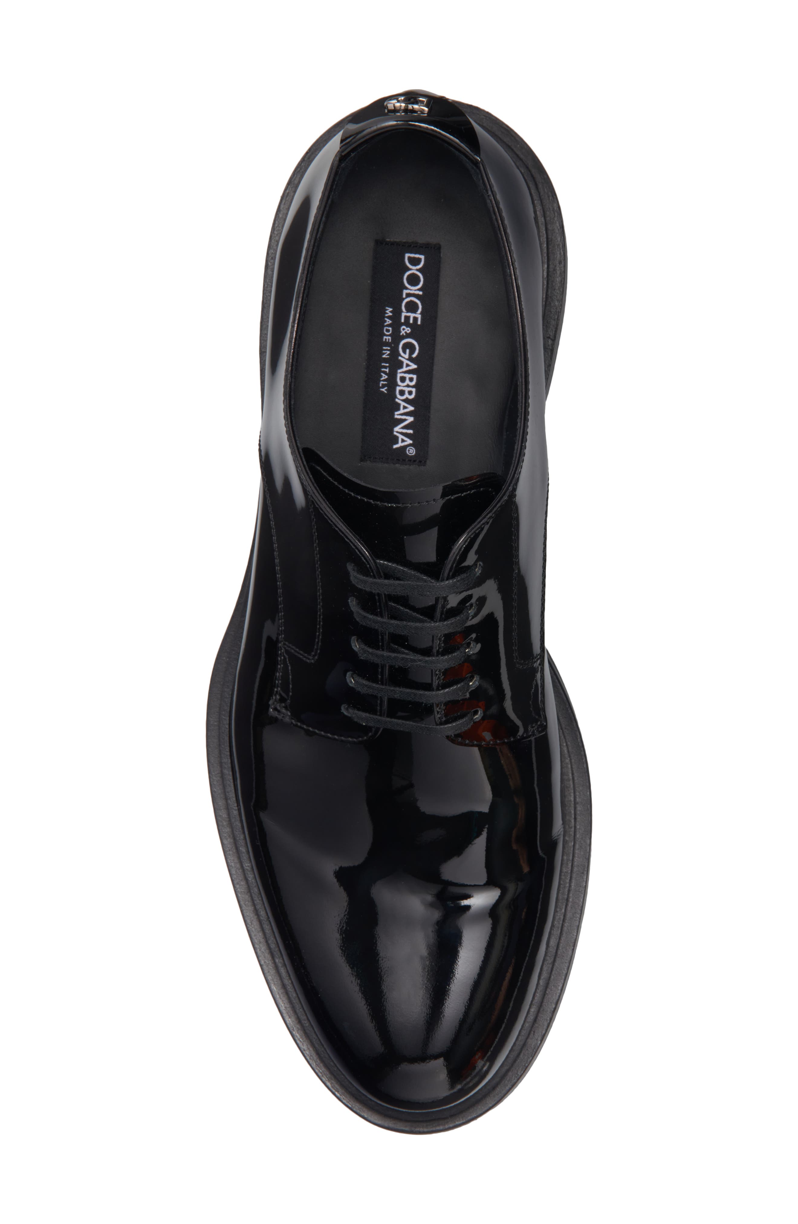 Dolce&Gabbana Vernice Plain Toe Derby, Alternate, color, 80999 Nero