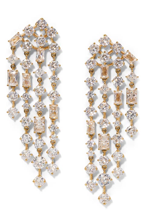 Sunshower Crystal Cascade Drop Earrings