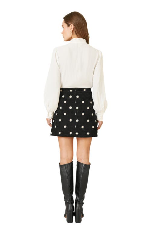Yumi Corduroy Daisy Mini Skirt In Black