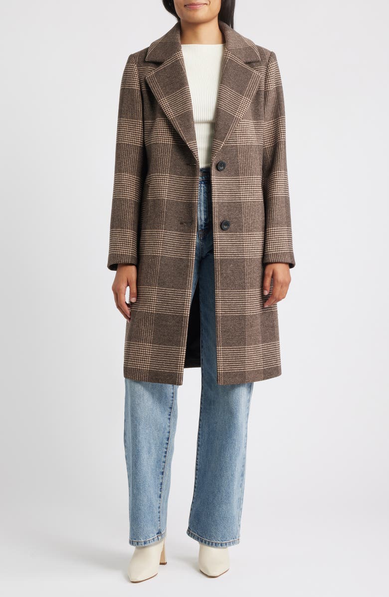 Vince Camuto Wool Blend Coat, Alternate, color, Taupe Glen Plaid
