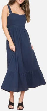 Blu Pepper Square Neck Midi Dress