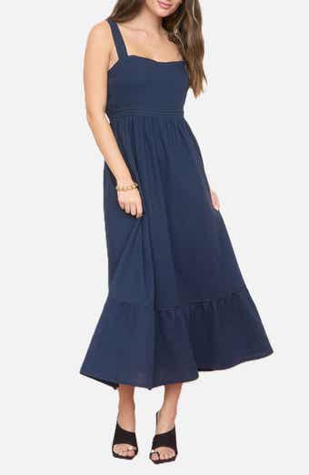 Blu Pepper Square Neck Midi Dress