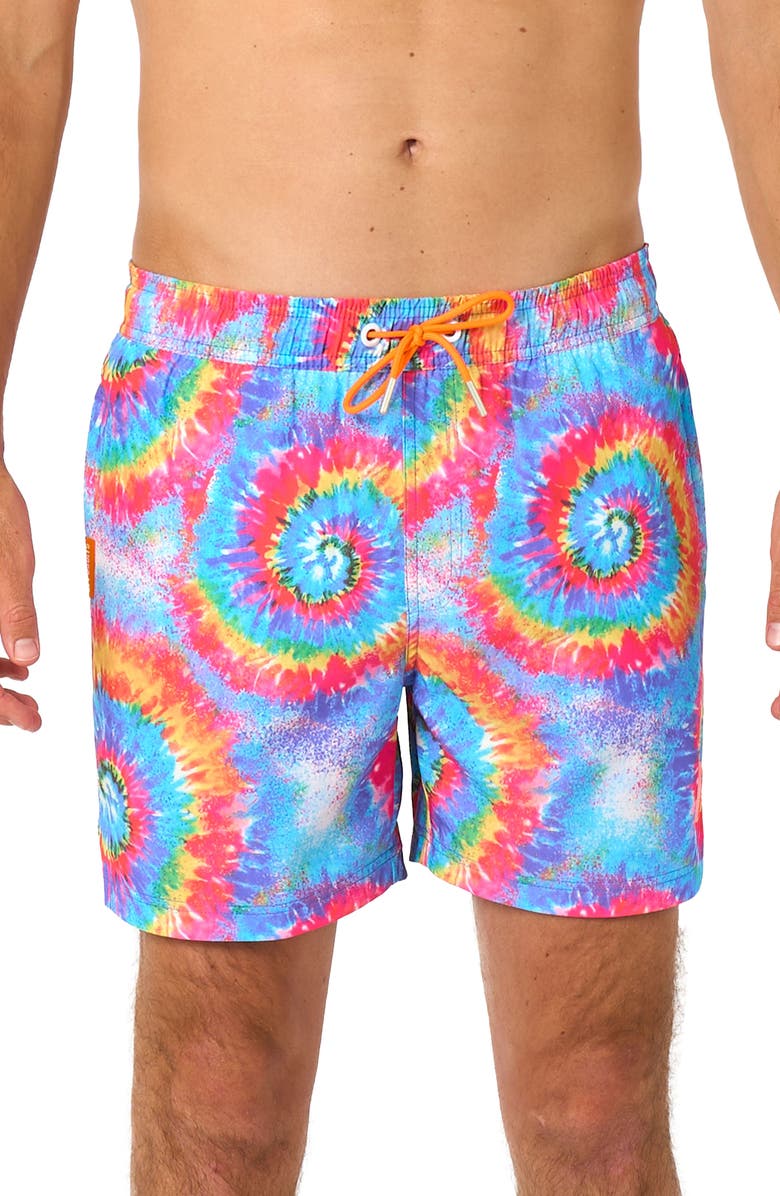OppoSuits Mr. Tie Dye Swim Trunks, Alternate, color, Blue Multi Tie Dye