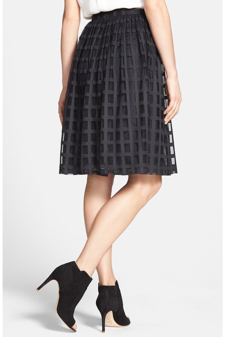 'Sarita' Windowpane Lace Skirt, Alternate, color, BLACK