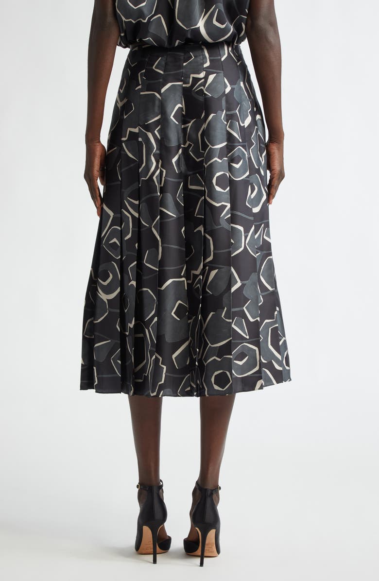 ST. JOHN Pleated Cubist Floral Midi Skirt, Alternate, color, 