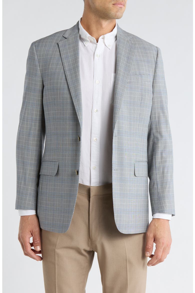 Plaid Wool Blend Blazer, Main, color, GREY OVERCHECK