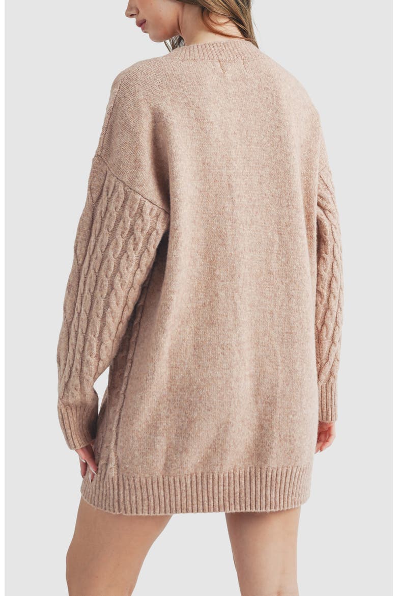 Cable Knit Cardigan Sweater Dress, Alternate, color, TWO-TONE MAUVE
